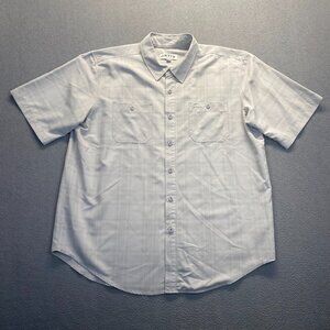 Orvis Tech Work Shirt Mens Extra Large Gray Performance Short Sleeve Plaid